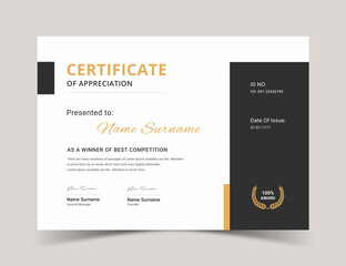 Golden color Certificate Award Design Template, Certificate Premium template awards diploma, Certificate of Appreciation template, 