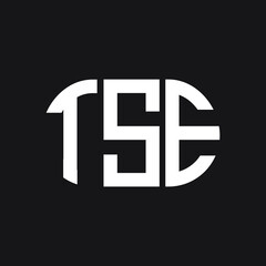 Obraz premium TSE letter logo design on black background. TSE creative initials letter logo concept. TSE letter design.