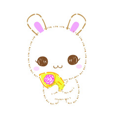 Cute cartoon rabbits, Kawaii bunny, vector clip art illustration.