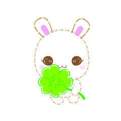 Cute cartoon rabbits, Kawaii bunny, vector clip art illustration.