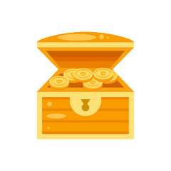 Abstract Flat Cartoon Pirate Adventure Backboard Chest With Coins Vector Design Style Element Isolated Grades Learning Concept