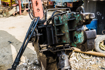 Excavator part repaire in fix shop old engine