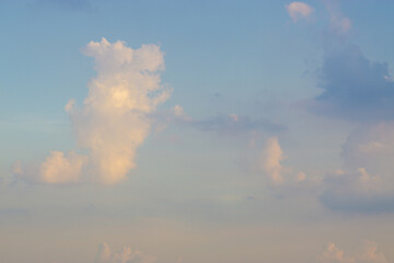 Blue sky with fluffy cloud evening sky