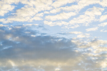 Blue sky with fluffy cloud evening sky