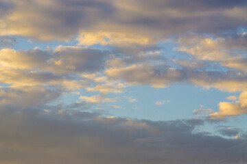 Blue sky with fluffy cloud evening sky