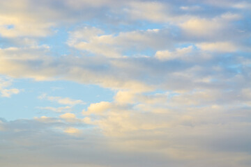 Naklejka na ściany i meble Blue sky with fluffy cloud evening sky