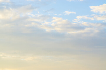 Blue sky with fluffy cloud evening sky