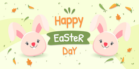 Happy Easter Background With Cute Bunny