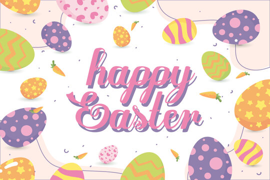 Happy Easter Day Background With Eggs Pattern