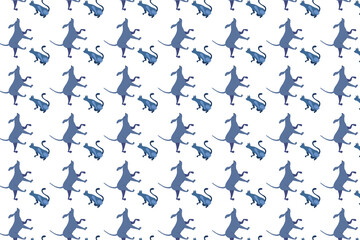 pattern with blue cats and dogs
