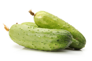 Green cucumber on the white background