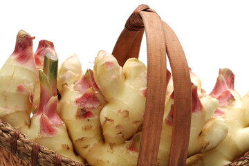 fresh ginger on a white background