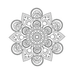 Flower mandala round thin ornament design on white background vector illustration graphics