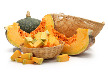 Orange pumpkin on white background 