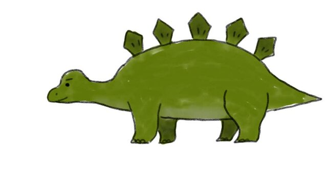 手描きの恐竜 水彩画 ステゴサウルス01