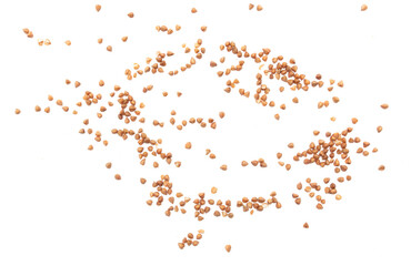 Buckwheat groats isolated on white background.