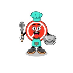 Illustration of stop sign as a bakery chef