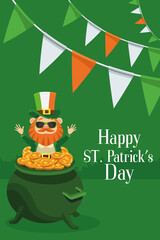 saint patricks leprechaun in treasure