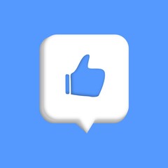 Vector illustration love or like notification icon. Speech bubble with thumbs up. Social network and digital marketing notification symbol. Greeting card design for web, email, social media, banner.