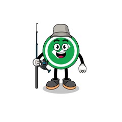 Mascot Illustration of check mark fisherman