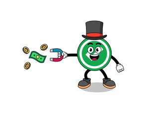Fototapeta na wymiar Character Illustration of check mark catching money with a magnet