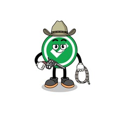 Character mascot of check mark as a cowboy