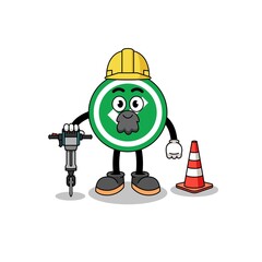 Character cartoon of check mark working on road construction