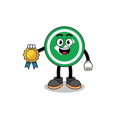 check mark cartoon illustration with satisfaction guaranteed medal