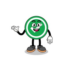 check mark cartoon with welcome pose