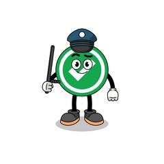 Cartoon Illustration of check mark police