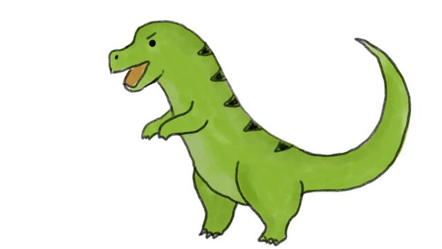 手描きの恐竜 水彩画 ティラノサウルス02