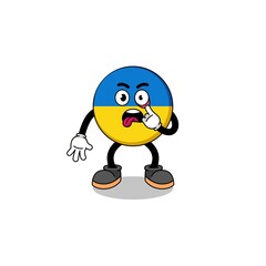 Character Illustration of ukraine flag with tongue sticking out