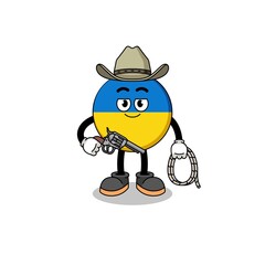 Character mascot of ukraine flag as a cowboy