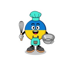 Obraz premium Illustration of ukraine flag as a bakery chef