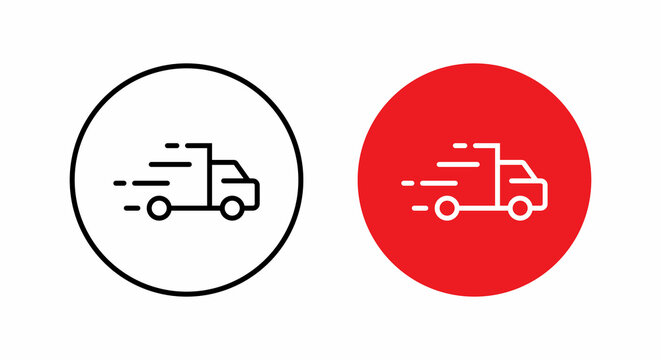 Delivery, Fast Truck Icon Vector in Circle Shape