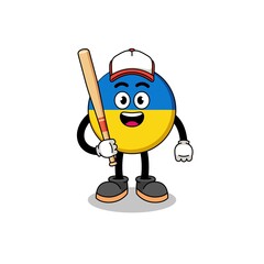 Obraz premium ukraine flag mascot cartoon as a baseball player
