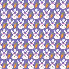 Obraz premium easter seamless pattern with bunny and carrots