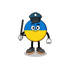 Cartoon Illustration of ukraine flag police