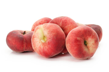 chinese flat peaches on white background