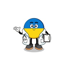 Cartoon mascot of ukraine flag doctor