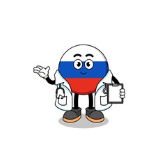 Cartoon mascot of russia flag doctor