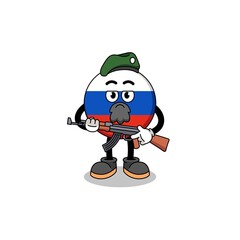Character cartoon of russia flag as a special force