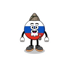 Obraz premium Character cartoon of russia flag as a veteran