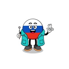 Illustration of russia flag mascot as a dentist