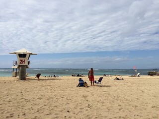 Hawaiian beach scene, Honolulu year 2014