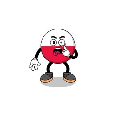 Character Illustration of poland flag with tongue sticking out