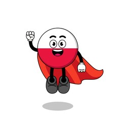 poland flag cartoon with flying superhero