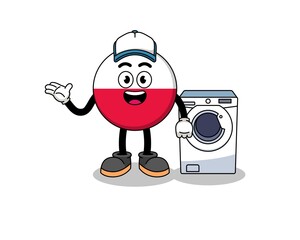 poland flag illustration as a laundry man