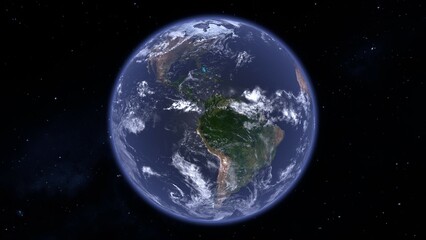 Obraz na płótnie Canvas 宇宙から見た地球のアメリカ大陸の3Dイラスト
