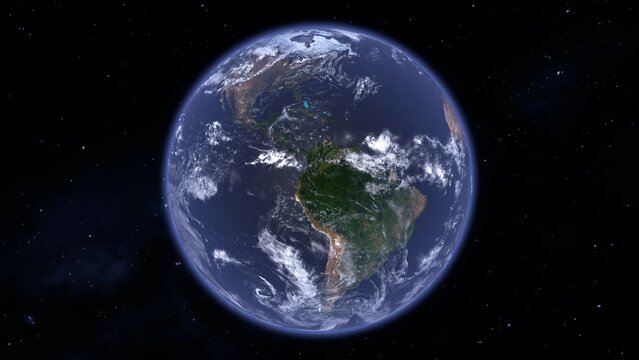 宇宙から見た地球のアメリカ大陸の3Dイラスト